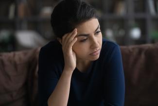 Woman looking a bit stressed