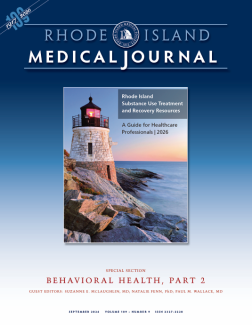 RI Medical Journal cover featuring a lighthouse near the ocean.